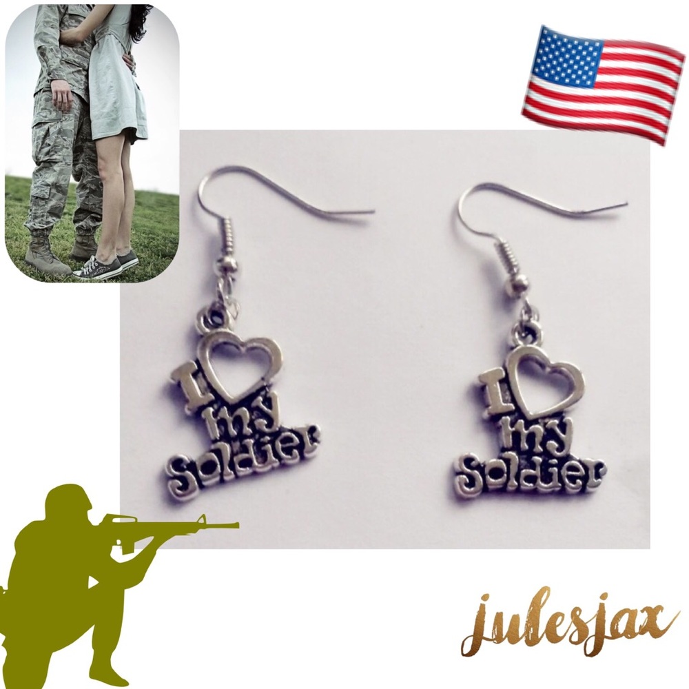 💙🇺🇸❤️ I love my soldier silver earrings